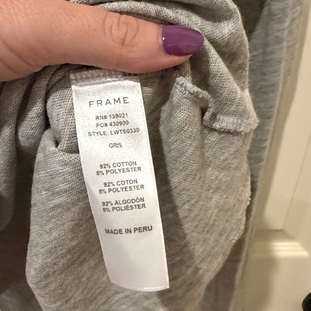 Frame Denim long sleeve grey ruffle top, medium - Picture 4 of 6